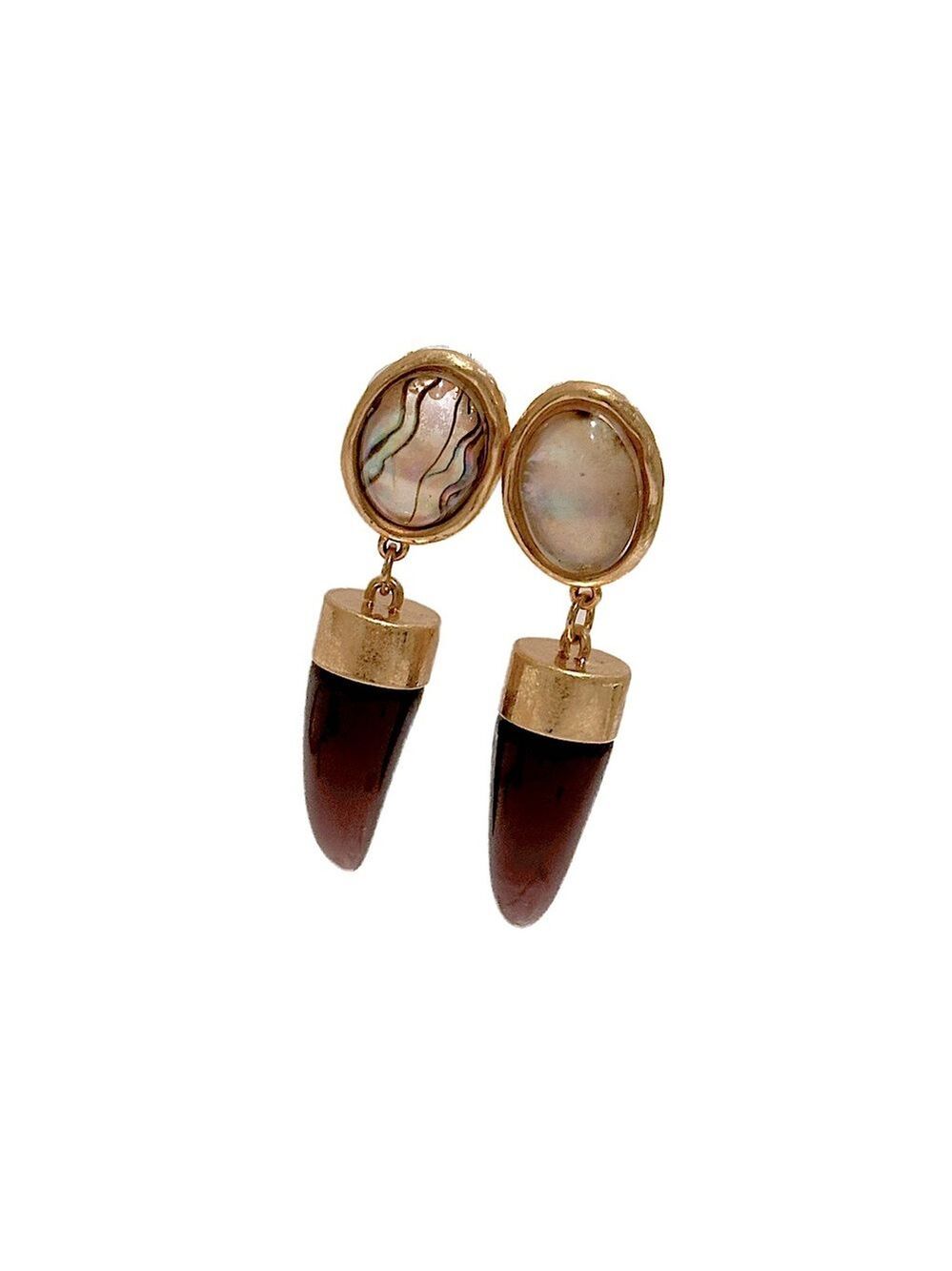 ZARA | Golden 2” Dark Tortoise Faux Horn Drop Earrings | NWOT - Picture 4 of 7